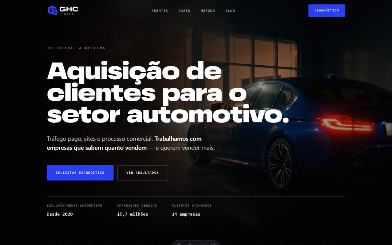 Página inicial do site da GHC Media