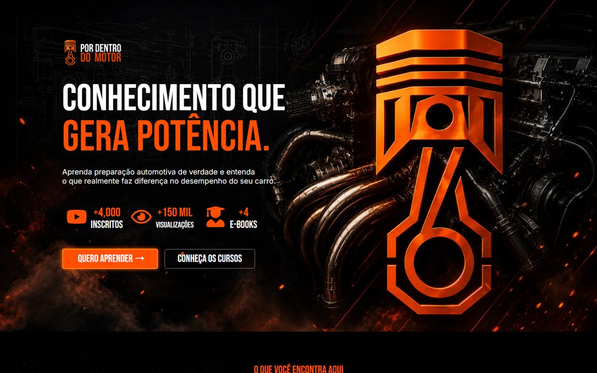 Página inicial do site Por Dentro do Motor